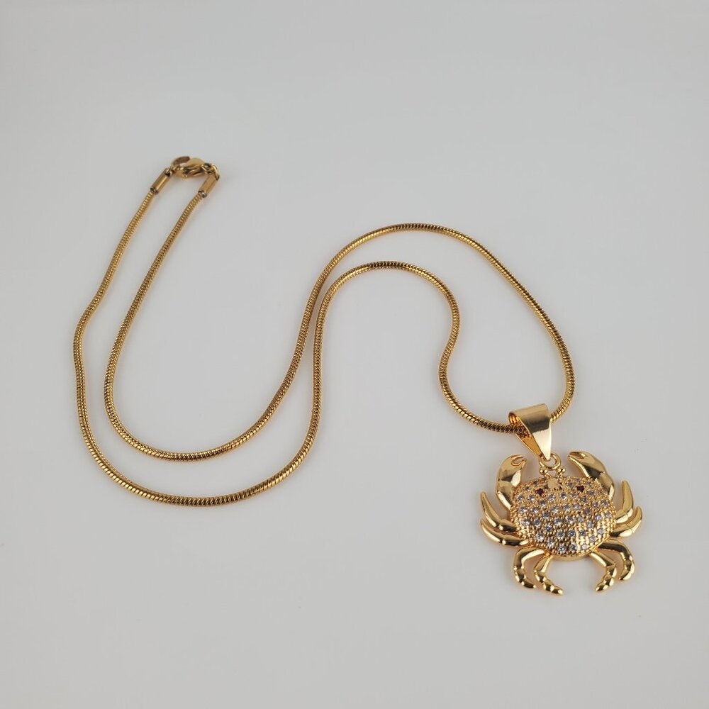 Necklace with pendant, stainless steel , color gold